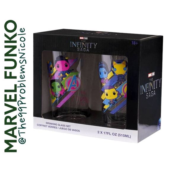 Funko Marvel Women Neon Drinking Glass Set 2pk 12 fl oz - Picture 1 of 8